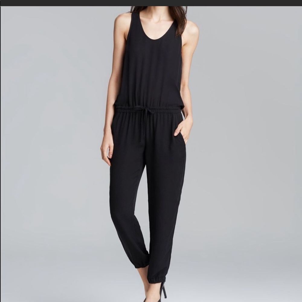 NWOT Theory Lortan Belfry Black Silk Jumpsuit
